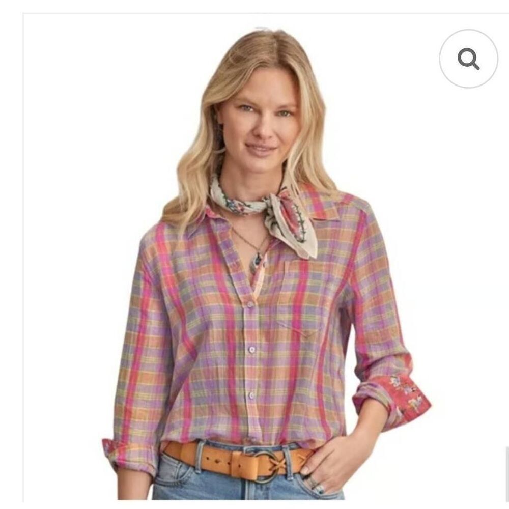 Sundance‎ Newcastle Plaid Button Front Top Size Small NWT